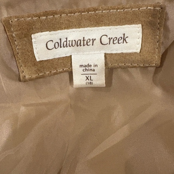 Coldwater Creek suede leather jacket shacket beige sz L XL - Picture 4 of 7